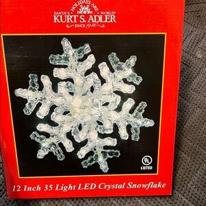 New Kurt Adler 12” 35 Light White Crystal Snowflake